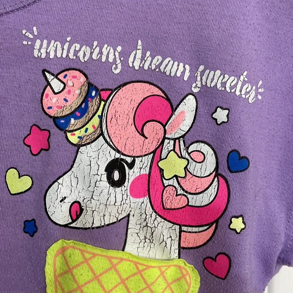 Justice Girls Pajama Set Purple Unicorns Sz 12